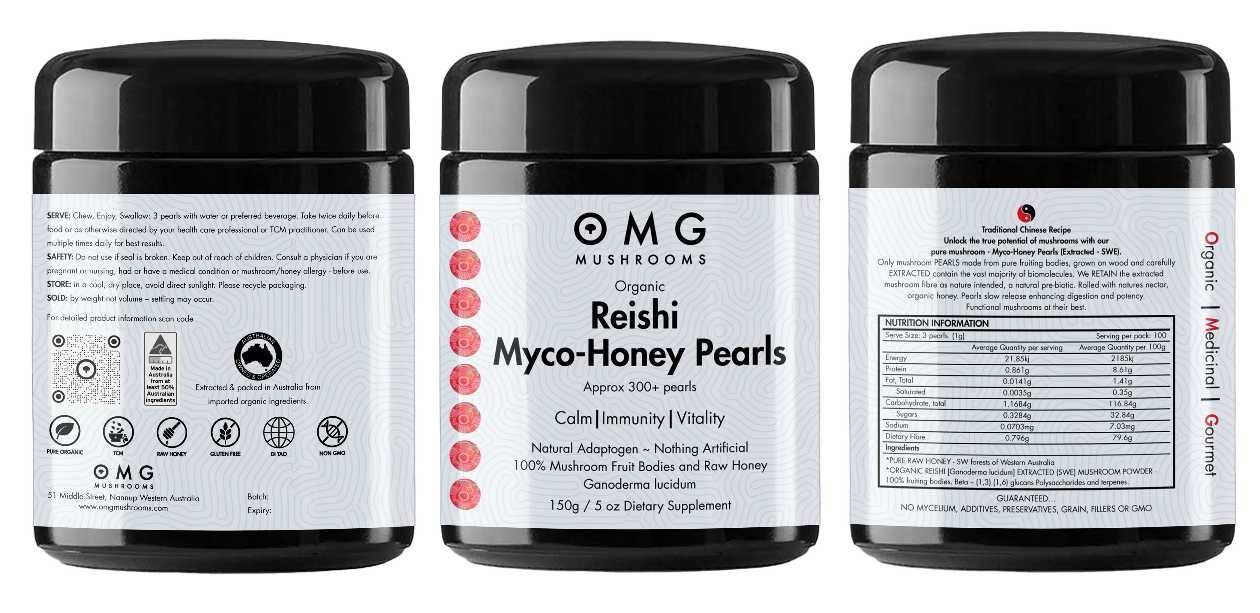 Reishi Myco Honey Pearls fulllabel